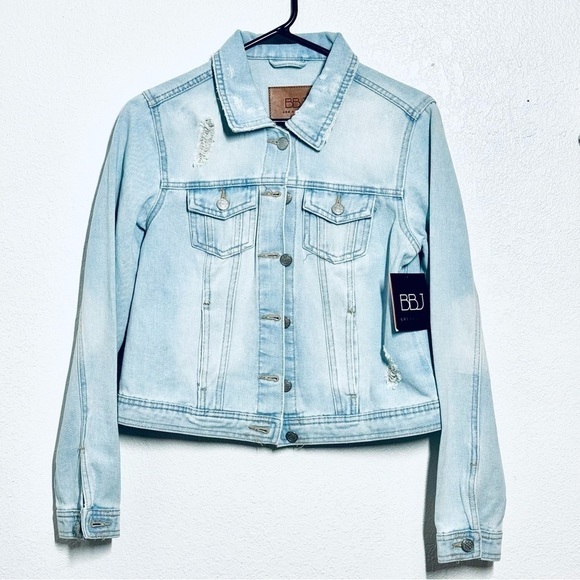 BBJ Boom Boom Jeans basic denim jacket light wash size small NWT - Picture 2 of 9